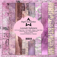Billede: Paper Favourites Paper Pack, Lavender Ephemera, PF140, 200gsm - 24 ark - 15x15cm