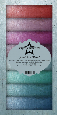 Billede: Paper Favourites Slim Card, Scratched Metal, PFS010, 200gsm - 24 ark - 10x21cm, førpris kr. 35,- nupris