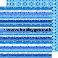 Billede: konfirmationsark blå papir 30,5x30,5 dobbeltsidet