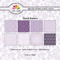 Billede: Dixi Craft Papirblok 120 gr 15x15cm 32 ark, Floral pattern, lilla nuancer, pp0003