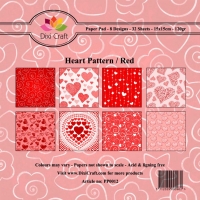 Billede: Dixi Craft Papirsblok Heart Pattern/Red PP0012 15x15cm