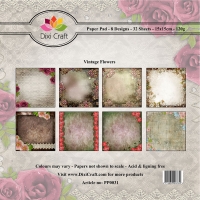 Billede: Dixi Craft Papirsblok 15x15cm PP0031, Vintage Flowers, førpris kr. 35,- nupris