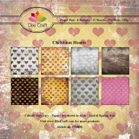Billede: DIXI CRAFT PAPIRSBLOK 15X15CM PP0050, Christmas Hearts, førpris kr. 35,- nupris