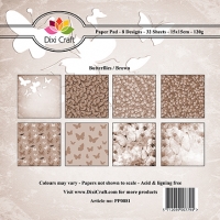 Billede: DIXI CRAFT PAPIRSBLOK 15X15CM “Butterfly Background – Brown” PP0081, førpris kr. 35,00, nupris