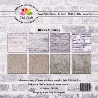 Billede: DIXI CRAFT PAPIRSBLOK 15X15CM “Bricks & Planks” PPL019, førpris kr. 35,- nupris