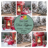 Billede: DIXI CRAFT TOPPERS 9X9CM 24 ARK ETL013, kogler og lanterner