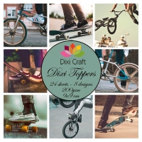 Billede: DIXI CRAFT TOPPERS 9X9CM 24 ARK ETL021, cykler og skateboard