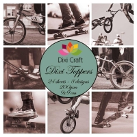 Billede: DIXI CRAFT TOPPERS 9X9CM 24 ARK ETL022, vintage cykler og skateboard, førpris kr. 20,- nupris
