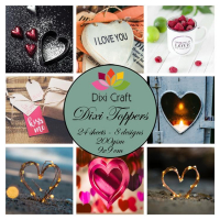 Billede: DIXI CRAFT TOPPERS 9X9CM 24 ARK ETL029, hjerter/love