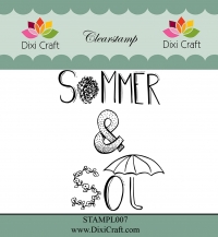 Billede: DIXI CRAFT CLEARSTAMP “Dansk Tekst” STAMPL007, sommer og sol, Største: 4,7x2,85cm, førpris kr. 24,00, nupris