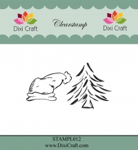 Billede: DIXI CRAFT CLEARSTAMP, nissehue og juletræ, Christmas elf hat & Christmas tree, STAMPL012, Biggest: 3,7x3,7cm, førpris kr. 16,00, nupris