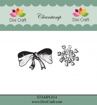 Billede: DIXI CRAFT CLEARSTAMP sløjfe og snefnug, Bow & Snowflake, STAMPL014, Biggest: 3,9x2,5cm, førpris kr. 16,00, nupris
