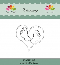 Billede: DIXI CRAFT CLEARSTAMP “Heart & Feets” STAMPL042, 5,4x4,6cm, førpris kr. 24,- nupris