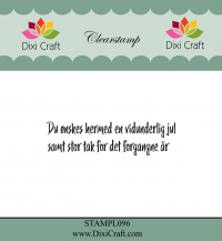 Billede: DIXI CRAFT CLEARSTAMP Du ønskes hermed en vidunderlig jul samt stor tak for det forgangne år, STAMPL096, 6,4x1,7cm