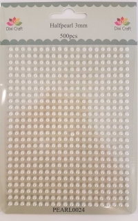 Billede: Dixi Craft Halvperler 3mm ca. 500 stk. PEARL0024 Lys Creme