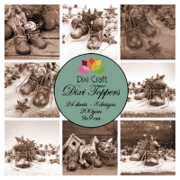 Billede: DIXI CRAFT TOPPERS 9X9CM 24 ARK ET0252, vintage babystøvler, førpris kr. 20,- nupris