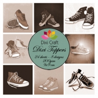 Billede: DIXI CRAFT TOPPERS 9X9CM 24 ARK ET0262, vintage sneakers, førpris kr. 20,- nupris