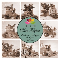 Billede: DIXI CRAFT TOPPERS 9X9CM 24 ARK ET0276, vintage fyldt julestøvle, førpris kr. 20,- nupris
