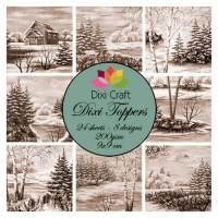 Billede: DIXI CRAFT TOPPERS 9X9CM 24 ARK ET0278, vintage vinterbilleder, førpris kr. 20,00, nupris