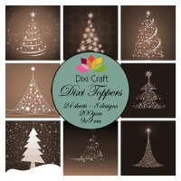 Billede: DIXI CRAFT TOPPERS 9X9CM 24 ARK ET0282, juletræer vintage, førpris kr. 20,00, nupris