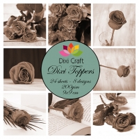 Billede: DIXI CRAFT TOPPERS 9X9CM 24 ARK ET0290, roser vintage, førpris kr. 20,00, nupris