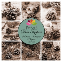 Billede: DIXI CRAFT TOPPERS 9X9CM 24 ARK ET0306, vintage kogler, førpris kr. 20,00, nupris