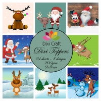 Billede: DIXI CRAFT TOPPERS 9X9CM 24 ARK ET0313, julemand og rudolf