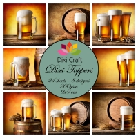 Billede: DIXI CRAFT TOPPERS 9X9CM 24 ARK ET0315, øl i glas
