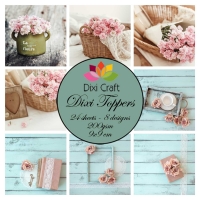 Billede: DIXI CRAFT TOPPERS 9X9CM 24 ARK ET0323, romantiske blomster