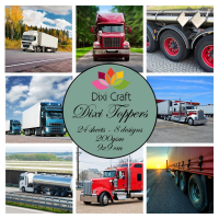 Billede: DIXI CRAFT TOPPERS 9X9CM 24 ARK ET0333, lastbiler/truckers