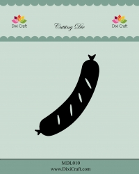 Billede: skære/prægeskabelon grillet pølse, DIXI CRAFT DIES “Sausage” MDL010, 8,8x2,8cm, førpris kr. 40,00, nupris