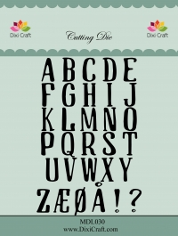 Billede: skæreskabelon alfabet, DIXI CRAFT DIES “Alphabet” MDL030, A: 1x2cm