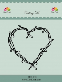 Billede: skæreskabelon gren hjerte, DIXI CRAFT DIES “Branch Heart” MDL032,11,4x11,3cm, førpris kr. 100,00, nupris