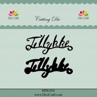 Billede: skæreskabelon Tillykke med skygge, DIXI CRAFT DIES “Tillykke” MDL036, 6,1x2,7cm, førpris kr. 44,00, nupris