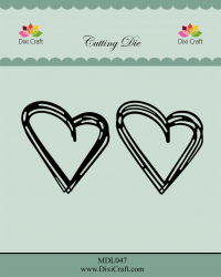 Billede: skæreskabelon 2 stk. hjerter, DIXI CRAFT DIES “Sketch Hearts” MDL047, 4,8x5,1 & 4,8x5,1cm, førpris kr. 64,- nupris 