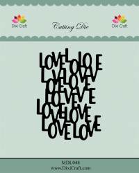 Billede: skæreskabelon LOVE baggrund, DIXI CRAFT DIES “Love background” MDL048, 6x8,3cm, førpris kr. 64,- nupris