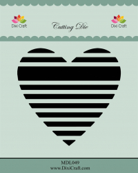 Billede: skæreskabelon stiblet hjerte, DIXI CRAFT DIES “Striped Hearts” MDL049, 9,3x8,8cm, førpris kr. 88,- nupris 