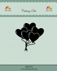 Billede: skæreskabelon hjerteballoner, DIXI CRAFT DIES “Heart balloons” MDL052, 6,3x6,4cm, førpris kr. 60,- nupris 