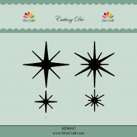 Billede: skæreskabelon 4 julestjerner, DIXI CRAFT DIE “Stars, md0045, førpris kr. 68,00, nupris