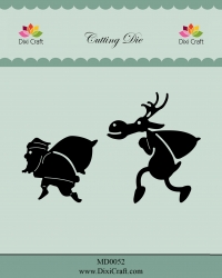 Billede: skæreskabelon julemand og rensdyr med gavesæk, DIXI CRAFT DIE “Santa Claus & Reindeer, md0052, førpris kr. 54,00, nupris