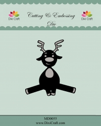 Billede: skæreskabelon siddende rensdyr, DIXI CRAFT DIE “Sitting Reindeer, md0055, førpris kr. 40,00, nupris
