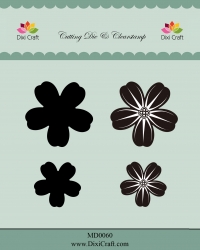 Billede: skæreskabelon og stempel, Dixi Craft Dies & Clearstamp “Flower (4 pcs), førpris kr. 60,00, nupris