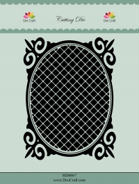 Billede: skæreskabelon Dixi Craft Dies “Oval frame with grid (3 pcs), førpris kr. 110,00, nupris