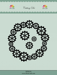 Billede: skæreskabelon tandhjulsramme, DIXI CRAFT DIES “Gear Frame” MD0104, 11,4x11,5cm, førpris kr. 116,00, nupris