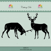 Billede: skæreskabelon kronhjorte, DIXI CRAFT DIES Reindeers MD0119, 94x47mm / 67x78mm, førpris kr. 88,00, nupris