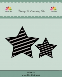 Billede: skære/prægeskabelon 2 stjerner, DIXI CRAFT DIE, Stars, MD0122, 46x43mm / 69x64mm, førpris kr. 60,00, nupris