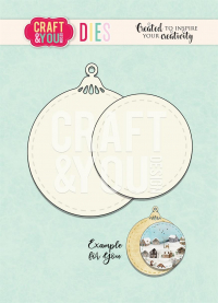 Billede: skæreskabelon julekugle, ca. mål med top 9,1x8 cm, CRAFT & YOU DIE “CW095