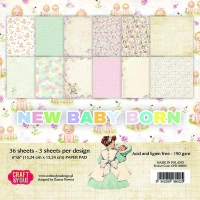 Billede: CRAFT & YOU PAPIRBLOK 15X15CM 36 ARK CPB-NBB15, NEW BABY BORN, førpris kr. 48,- nupris