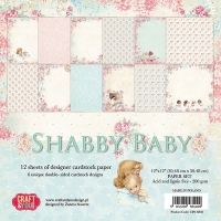 Billede: CRAFT & YOU PAPIRPAKNING 30X30CM 12 ARK CPS-SB30, dobbeltsidet, 2x6 ark, Shabby Baby