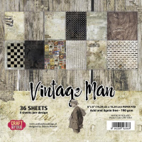 Billede: CRAFT & YOU PAPIRPAKNING 15X15CM 36 ARK DOBBELTSIDET, 3X12 DESIGNS, CPB-VM15, Vintage Man